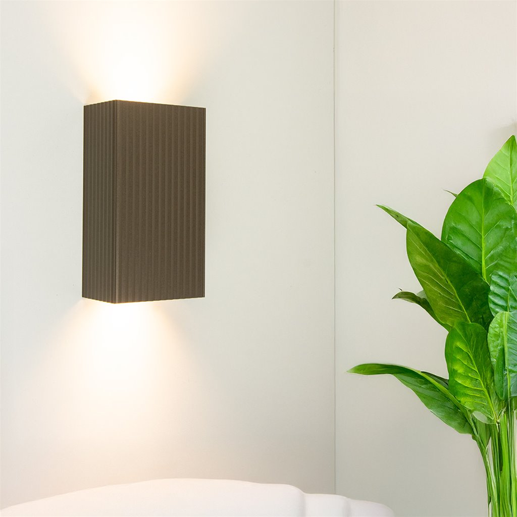 Wandlamp ribbel titanium 2 lichts