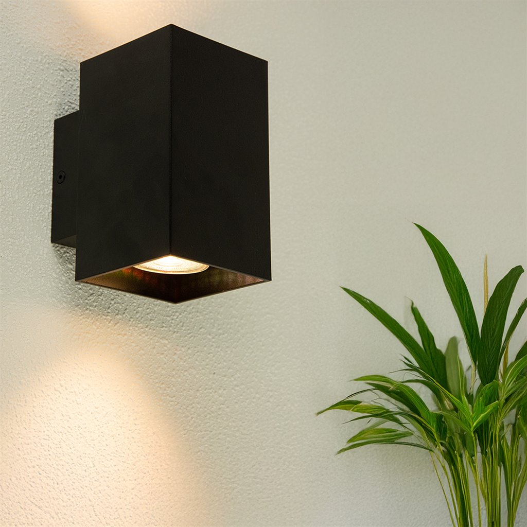 Wandlamp rechthoek zwart 2-lichts