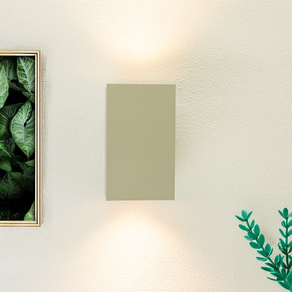 Wandlamp rechthoek beige 2-lichts