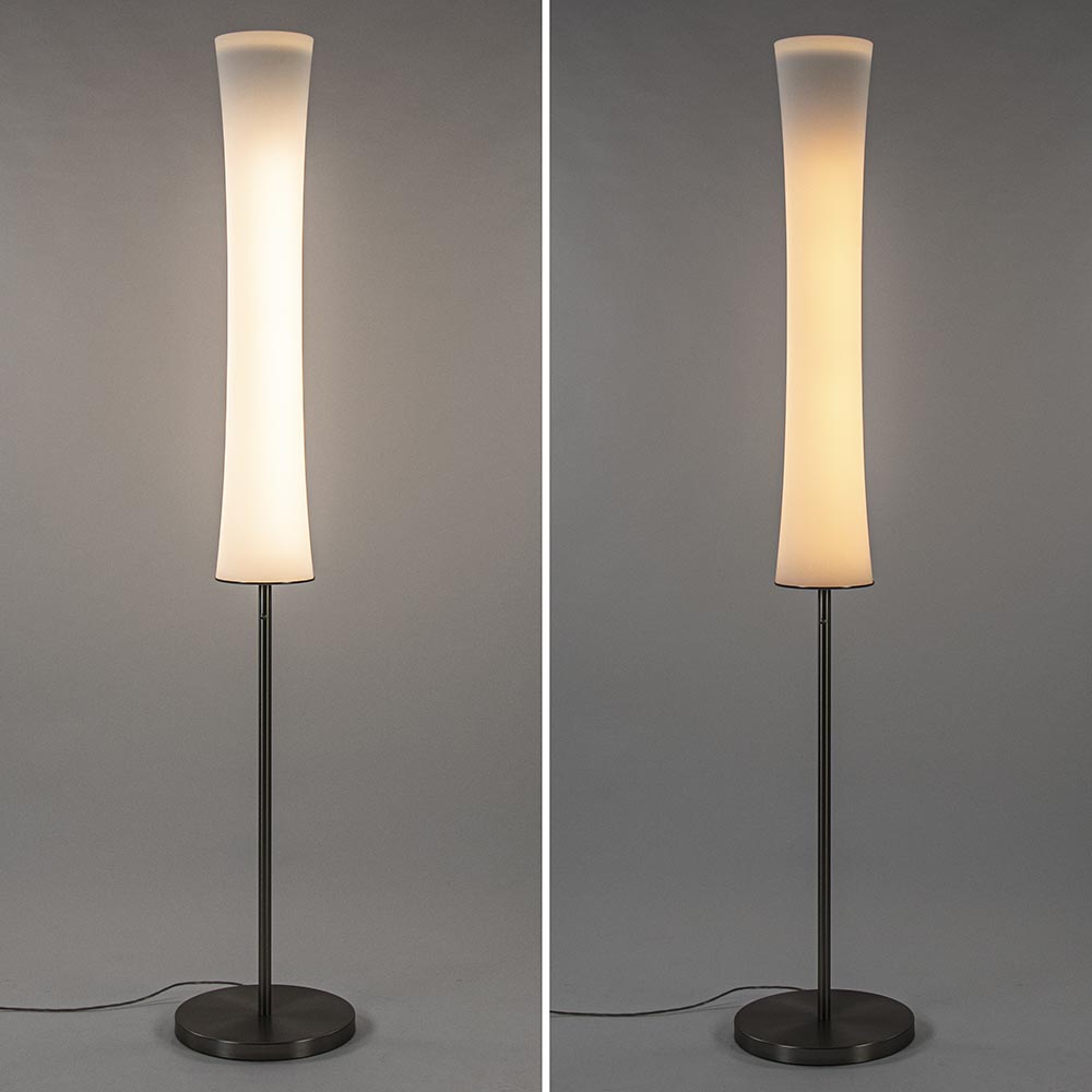 Jaar Begeleiden Interpretatie Design vloerlamp nikkel met opaal glas en uplighter | Straluma