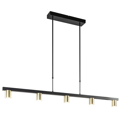 Hanglamp Bounce 5L 130cm zwart/goud