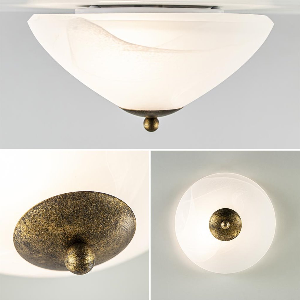 karbonade deed het Snel Plafondlamp mat glas met brons 40 cm klassiek | Straluma