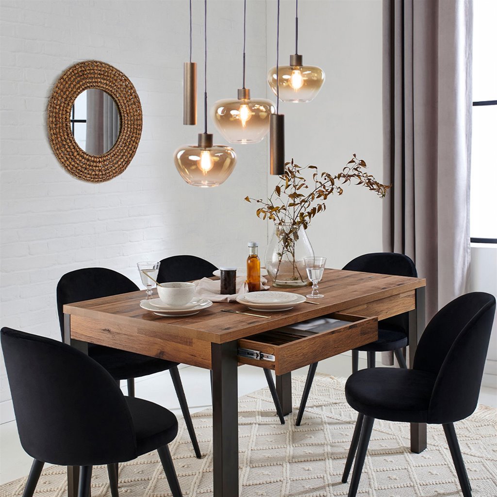 Hanglamp Genua 5L rond cacao + glasset