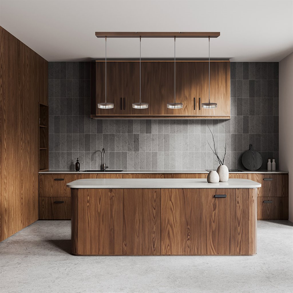 Design hanglamp LED 4 lichts bruin- brons met glas