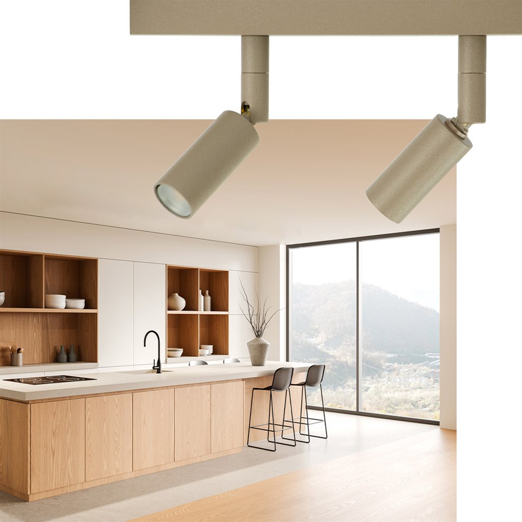 plafondspot 8 spots in een terra beige kleur