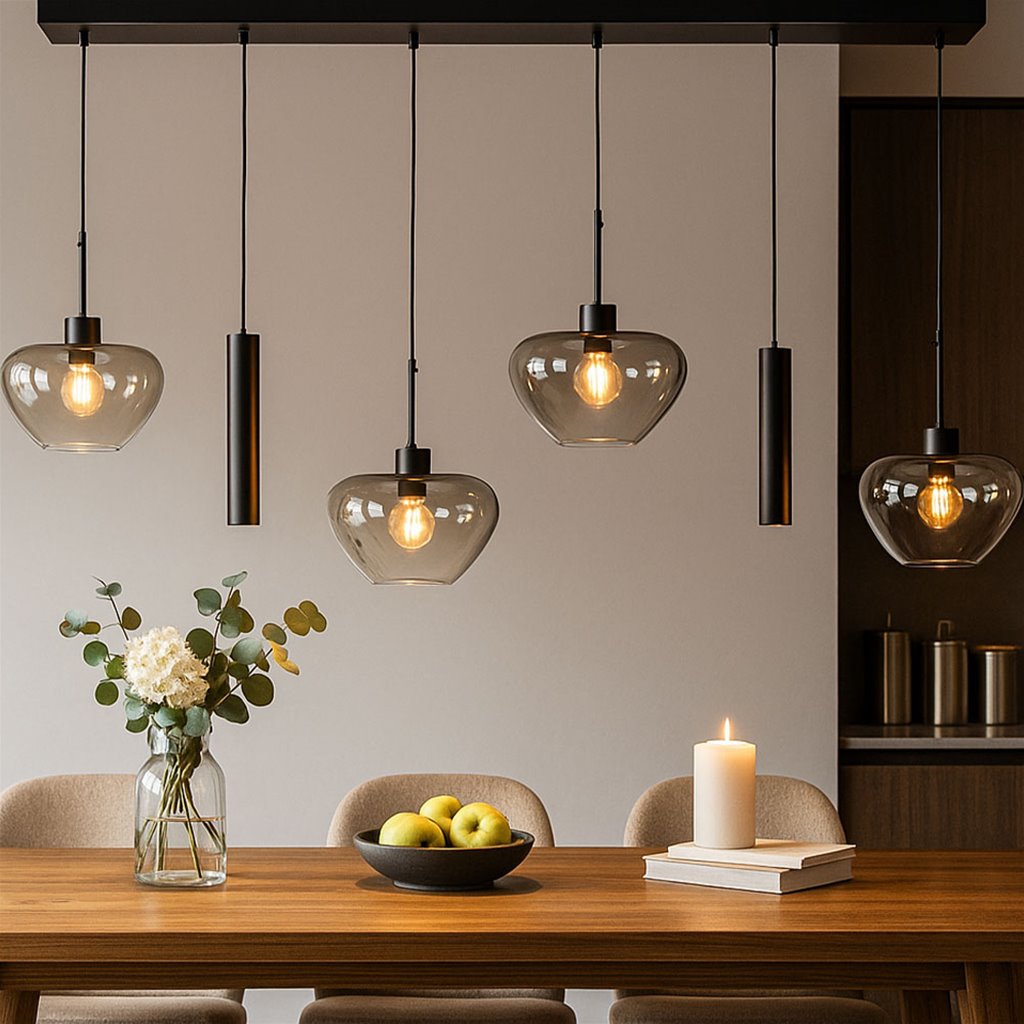 moderne hanglamp cipolla in mat zwart met 6L