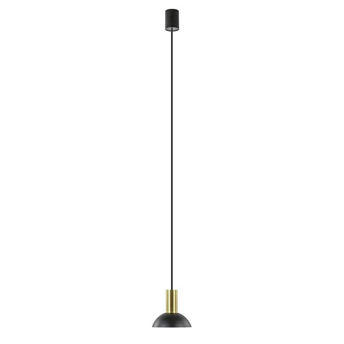 Ronde hanglamp zwart met brons klein
