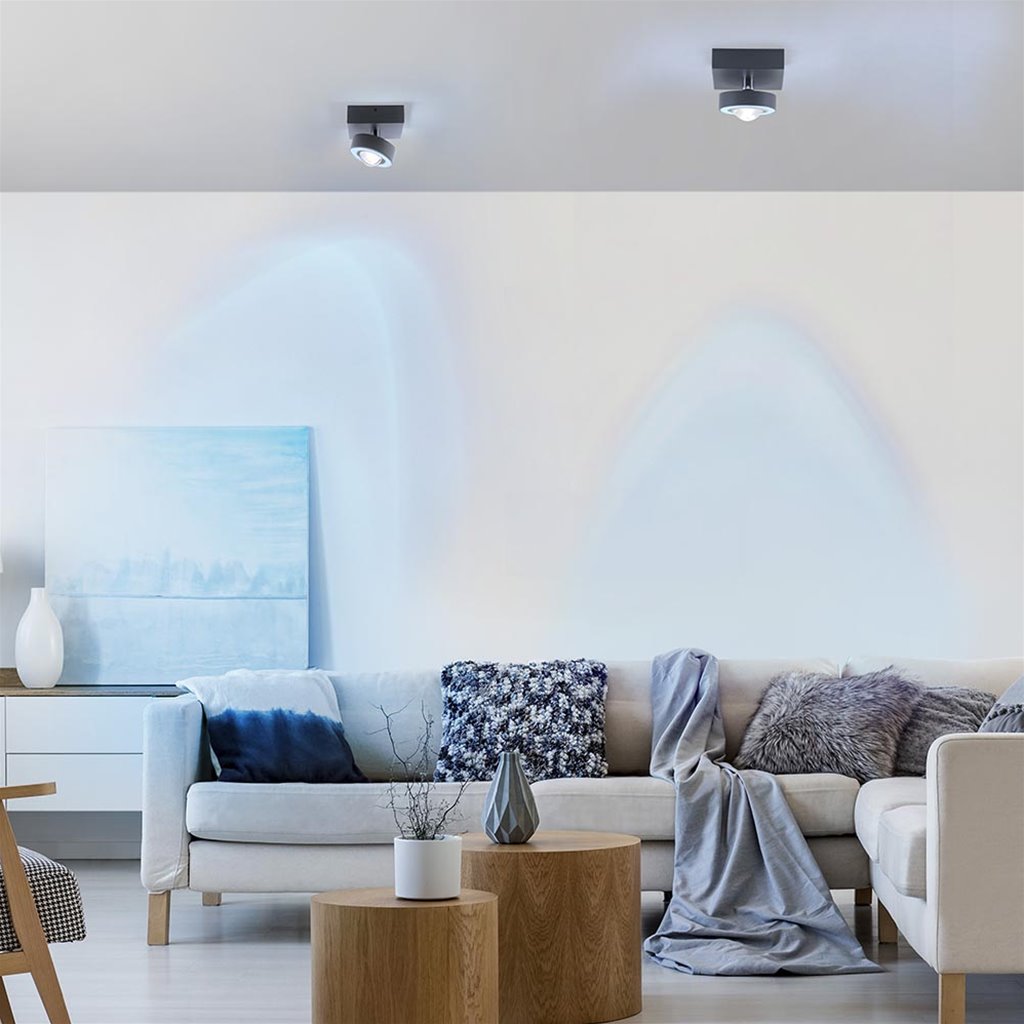 Smart plafondlamp met lens antraciet