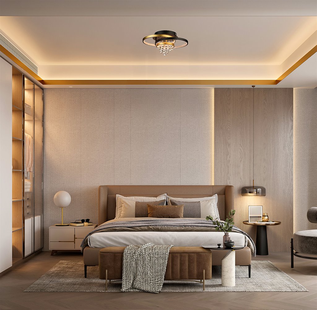 Luxe LED plafondlamp Rings & Drops - Zwart & goud