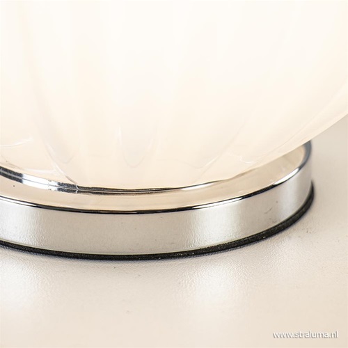 Ovale tafellamp art deco chroom met opaal glas