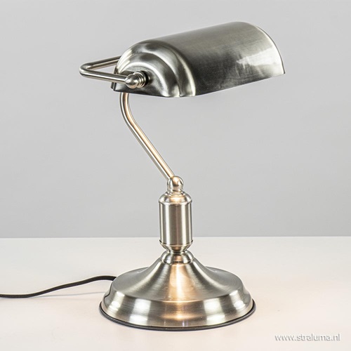 Moderne tafellamp bankier nikkel