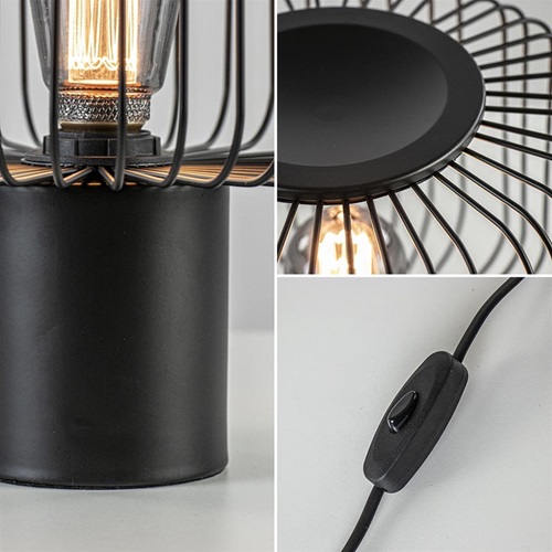Moderne draad tafellamp mat zwart