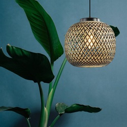 Ronde hanglamp bamboe naturel met zwart