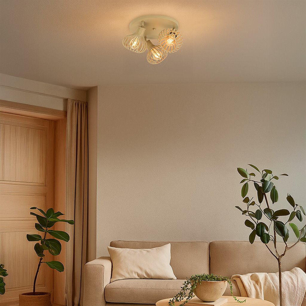 Plafondlamp 3- lichts beige