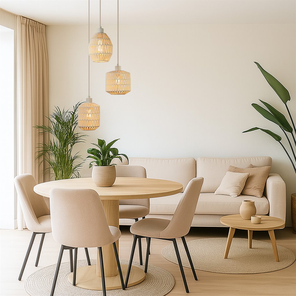 Hanglamp Valentina 3L Rond - Zand & Beige