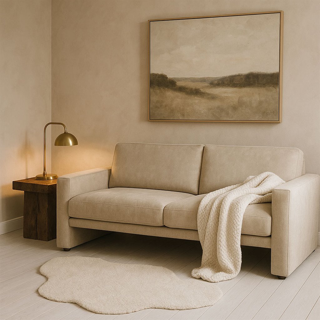 Liz 2-zitsbank in microleder Bull Liver met elegante vlindernaad