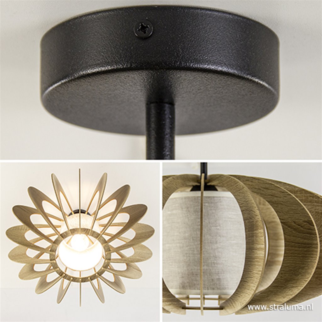 Redelijk Iets dividend Plafondlamp hout met stoffen kap 50cm | Straluma