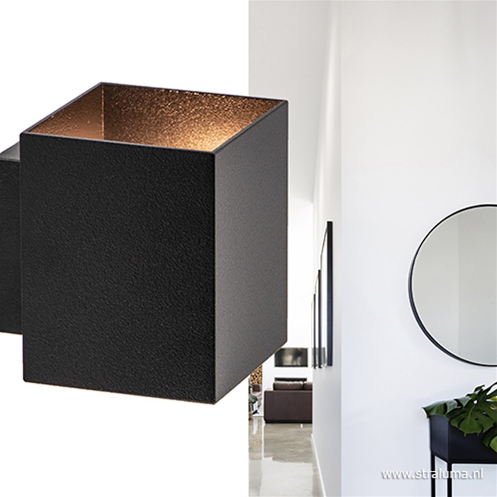Wandlamp kubus zwart up+down g9