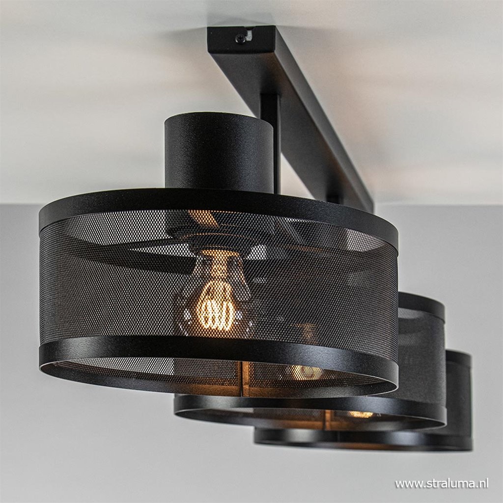 Heel geleidelijk In detail 3-Lichts plafondlamp modern mat zwart | Straluma