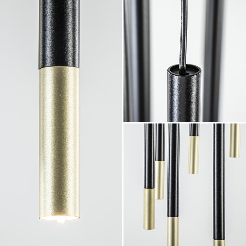 zelf Meerdere intellectueel Ronde 8-lichts hanglamp cilinders zwart goud | Straluma