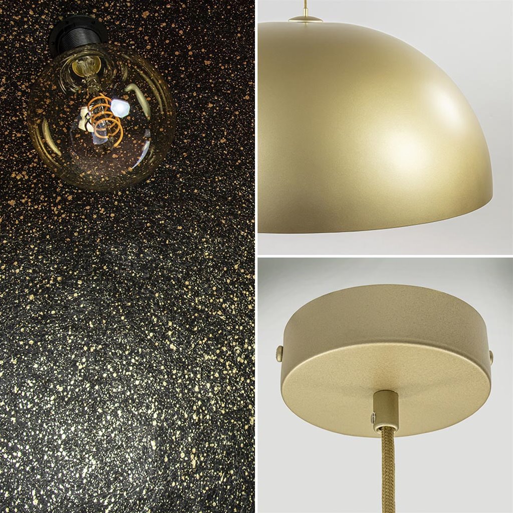 Grote design hanglamp koepel goud met zwart cm | Straluma