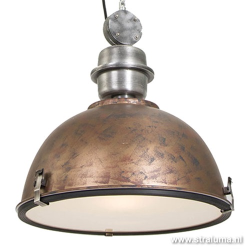 Industriële hanglamp bruin/brons tafel