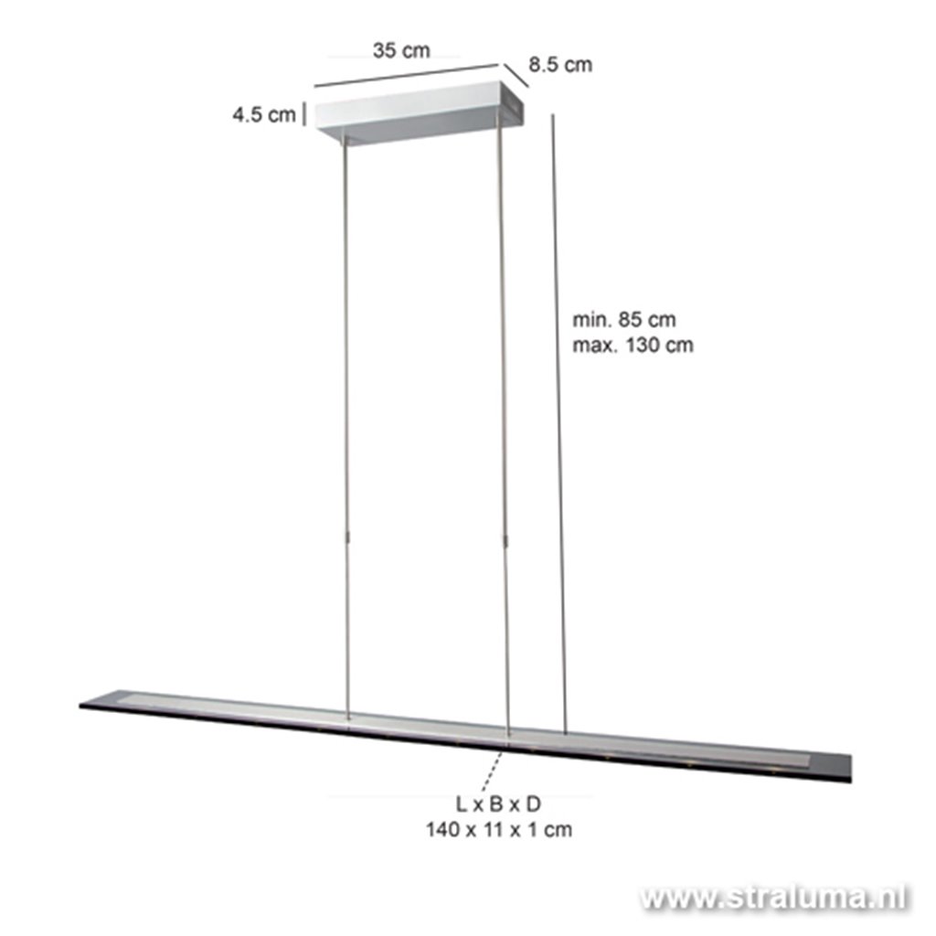 Haan schoorsteen metaal Hanglamp LED glasplaat eettafel/bureau | Straluma