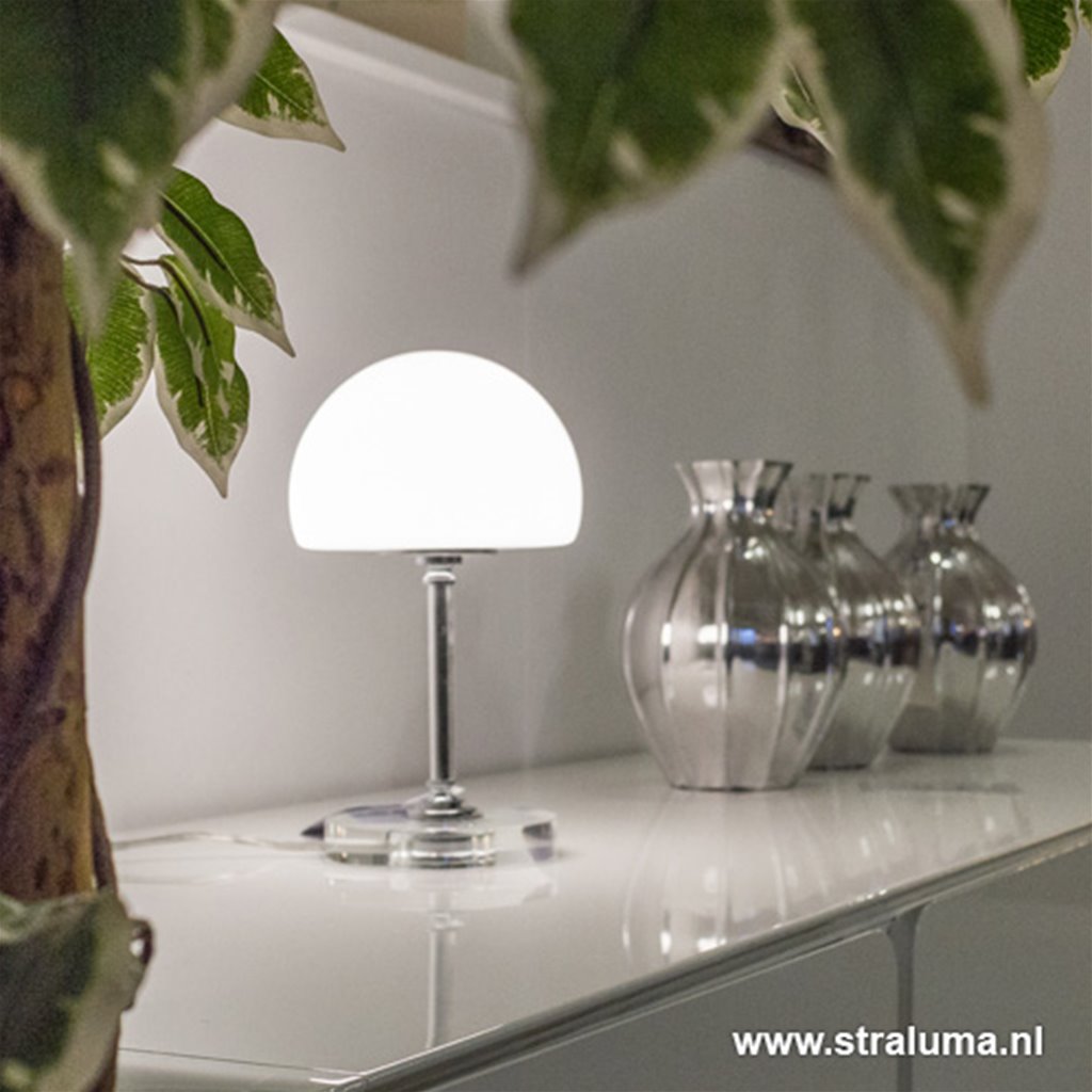 Moderne tafellamp met transparante voet