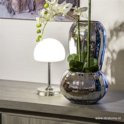 LED tafellamp chroom/opaal glas dimbaar
