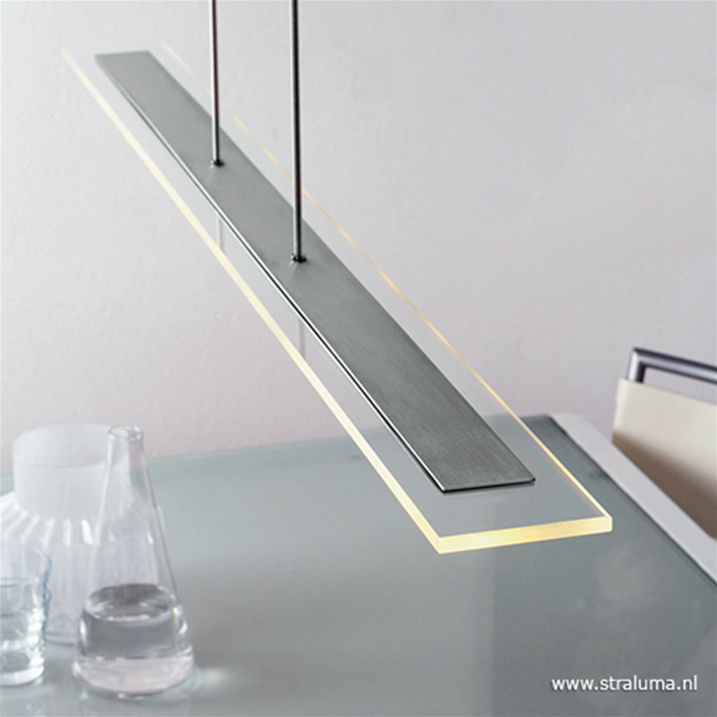 Hanglamp helder glas met staal dimbaar
