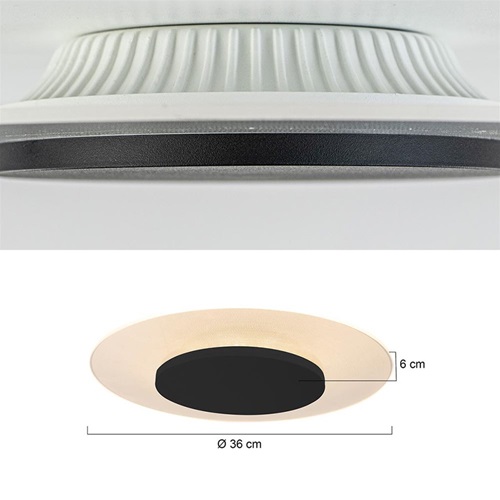Plafondlamp Lido zwart 36cm indirect