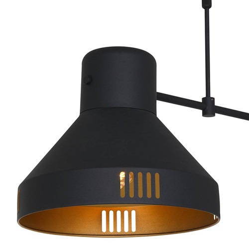 Industriële 2-lichts hanglamp zwart met goud