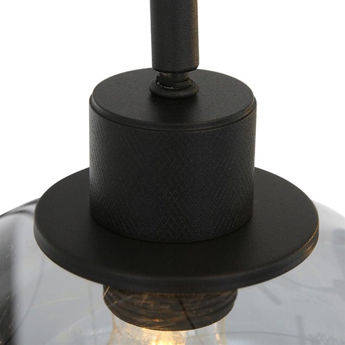 Zwarte metalen vloerlamp met 5 grijze plexikappen