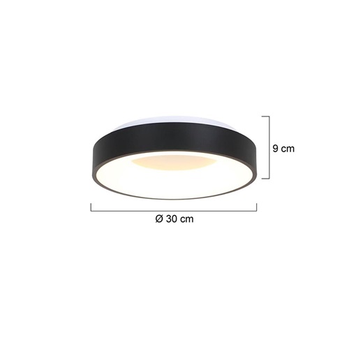 Moderne LED plafonnière zwart rond 30 cm