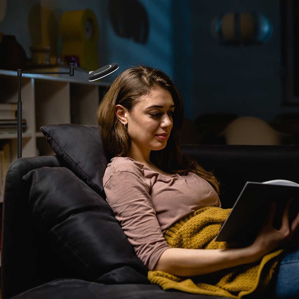 Moderne LED vloerlamp op accu zwart dimbaar