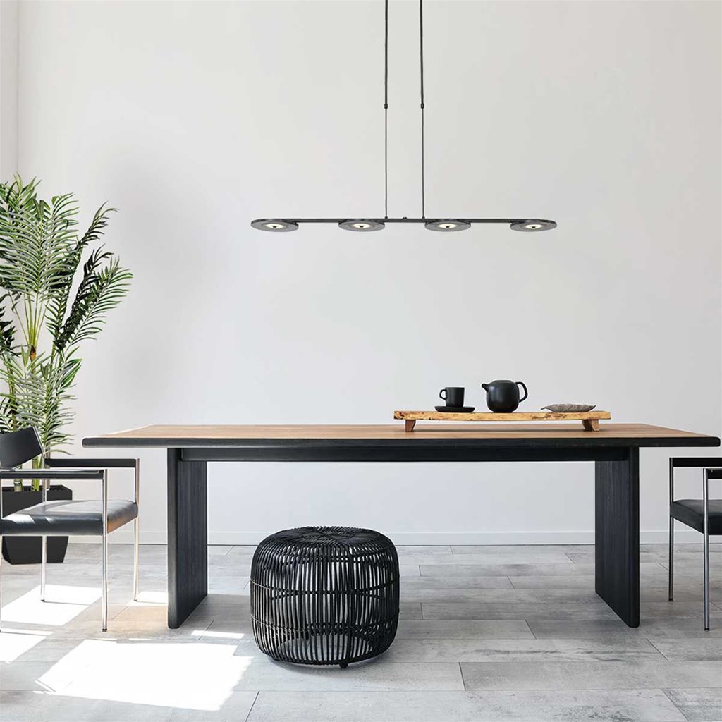 Hanglamp Turound zwart, smoke glas