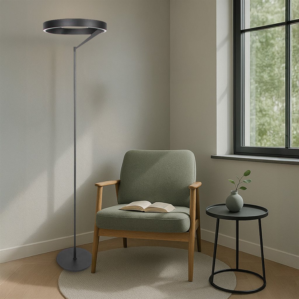 Ronde zwarte vloerlamp Mykty