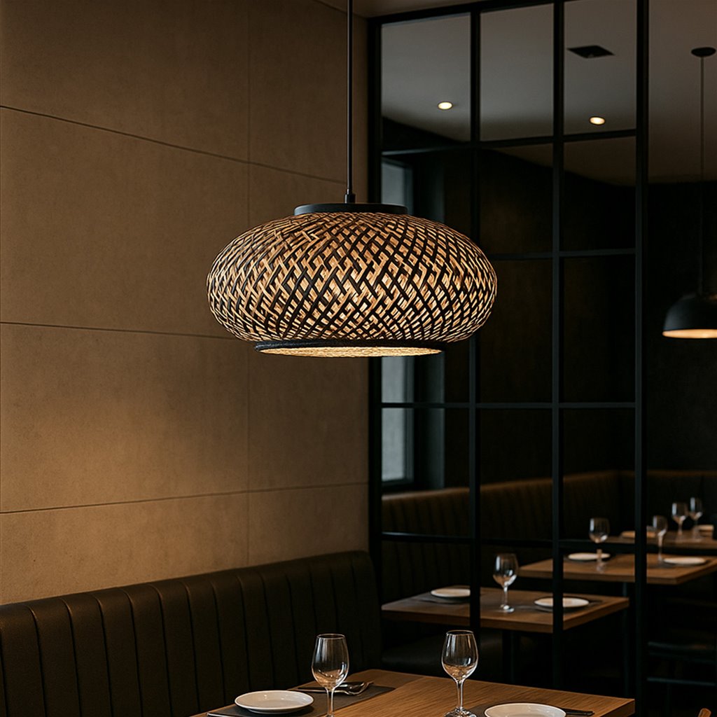 Hanglamp zwart/naturel
