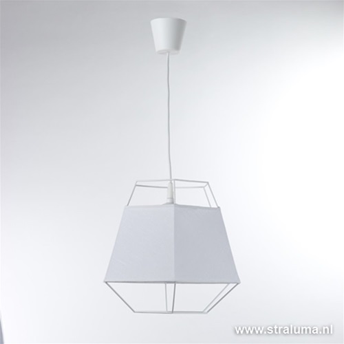 Witte hanglamp draad met rand van stof