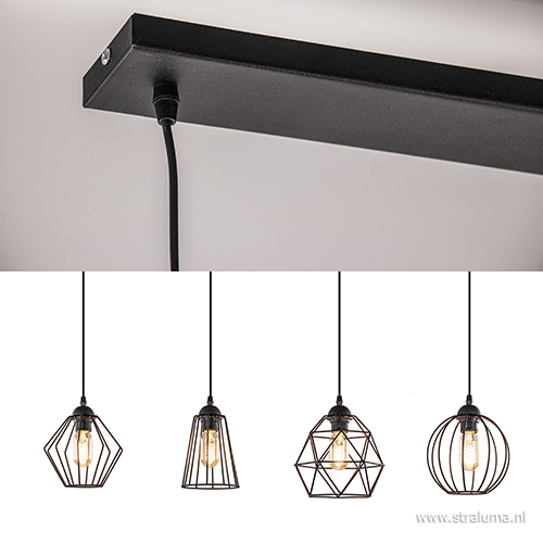 Eettafel draad-hanglamp 4-lichts | Straluma
