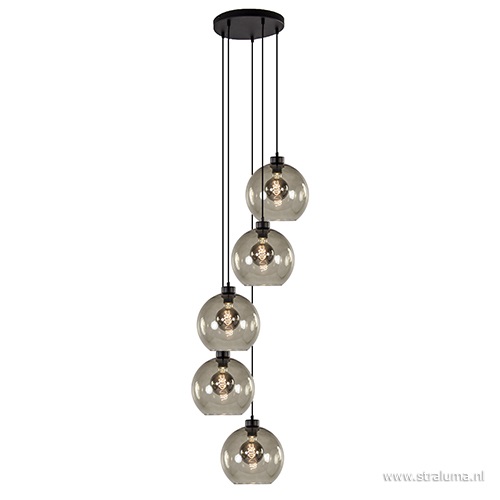 Trendy ronde hanglamp 5-lichts met glas