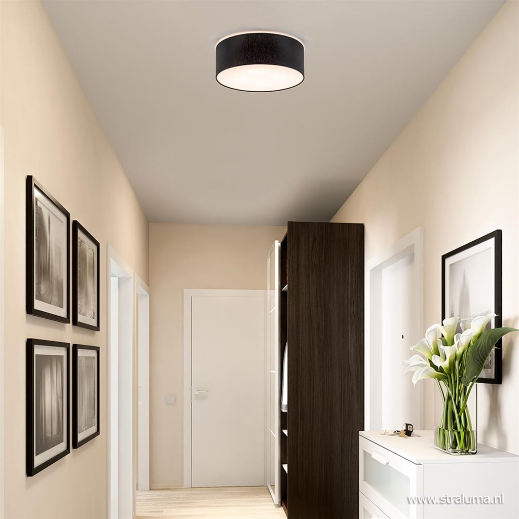 Ronde plafondlamp zwart met blender 38cm