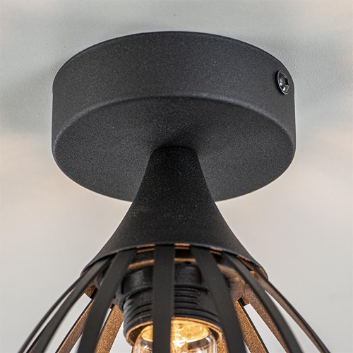 Ovale draad plafondlamp zwart Scandinavisch