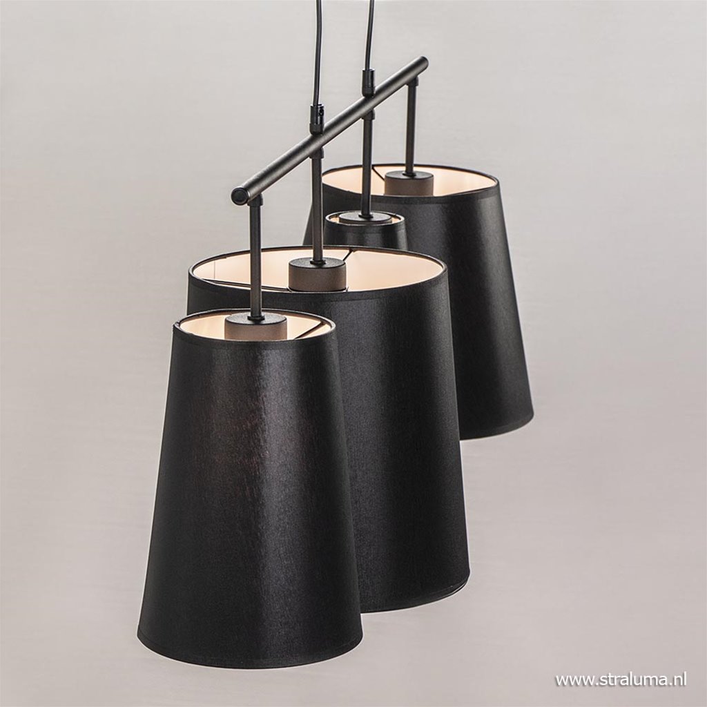 Stamboom veld Mangel 4-L Hanglamp met zwarte kappen | Straluma