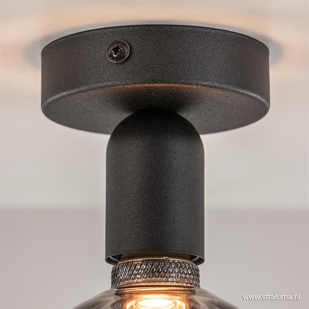 schelp calorie Liever Moderne plafondlamp hal/toilet zwart excl. lichtbron | Straluma