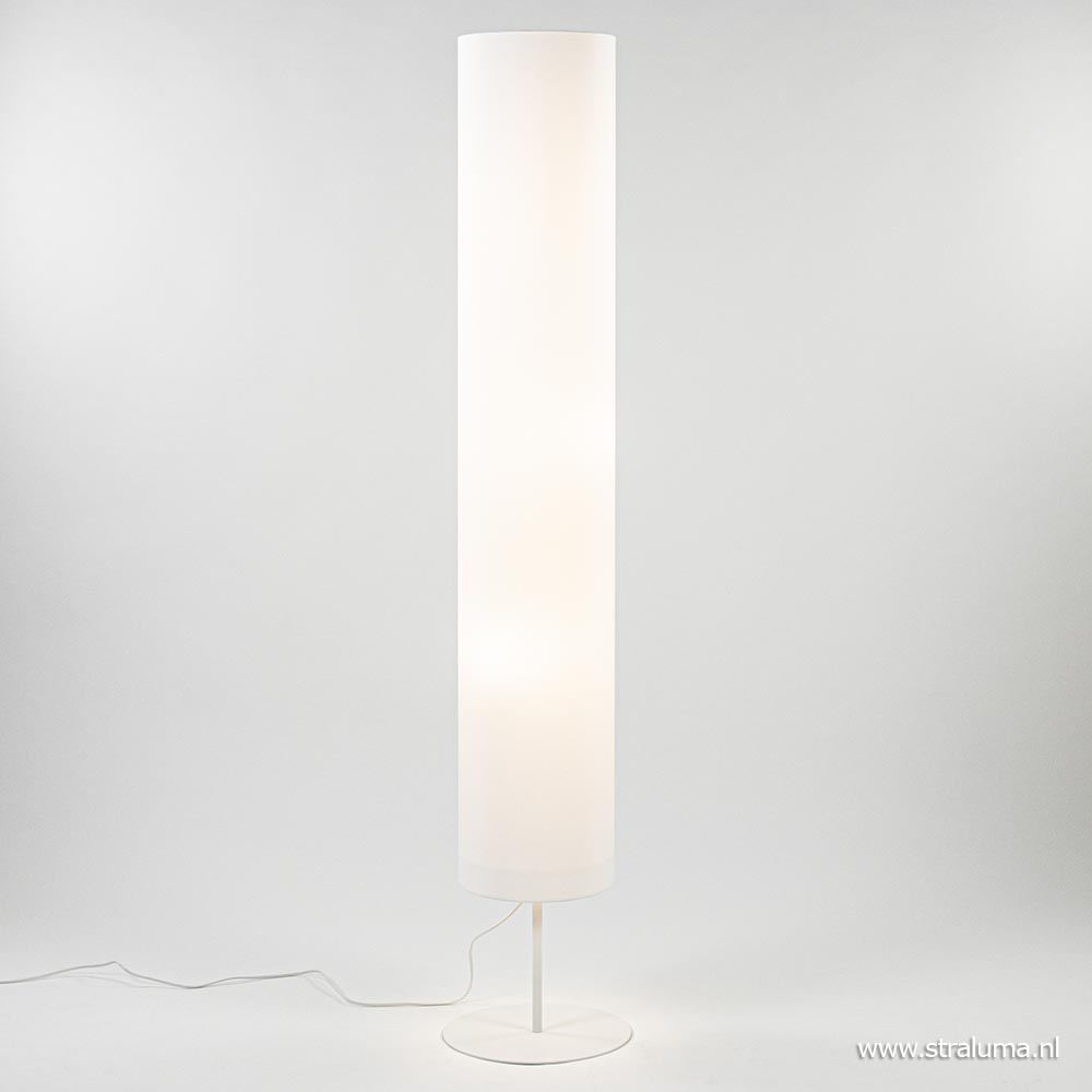botsen geweten Ongemak Moderne vloerlamp wit met grote stoffen kap | Straluma