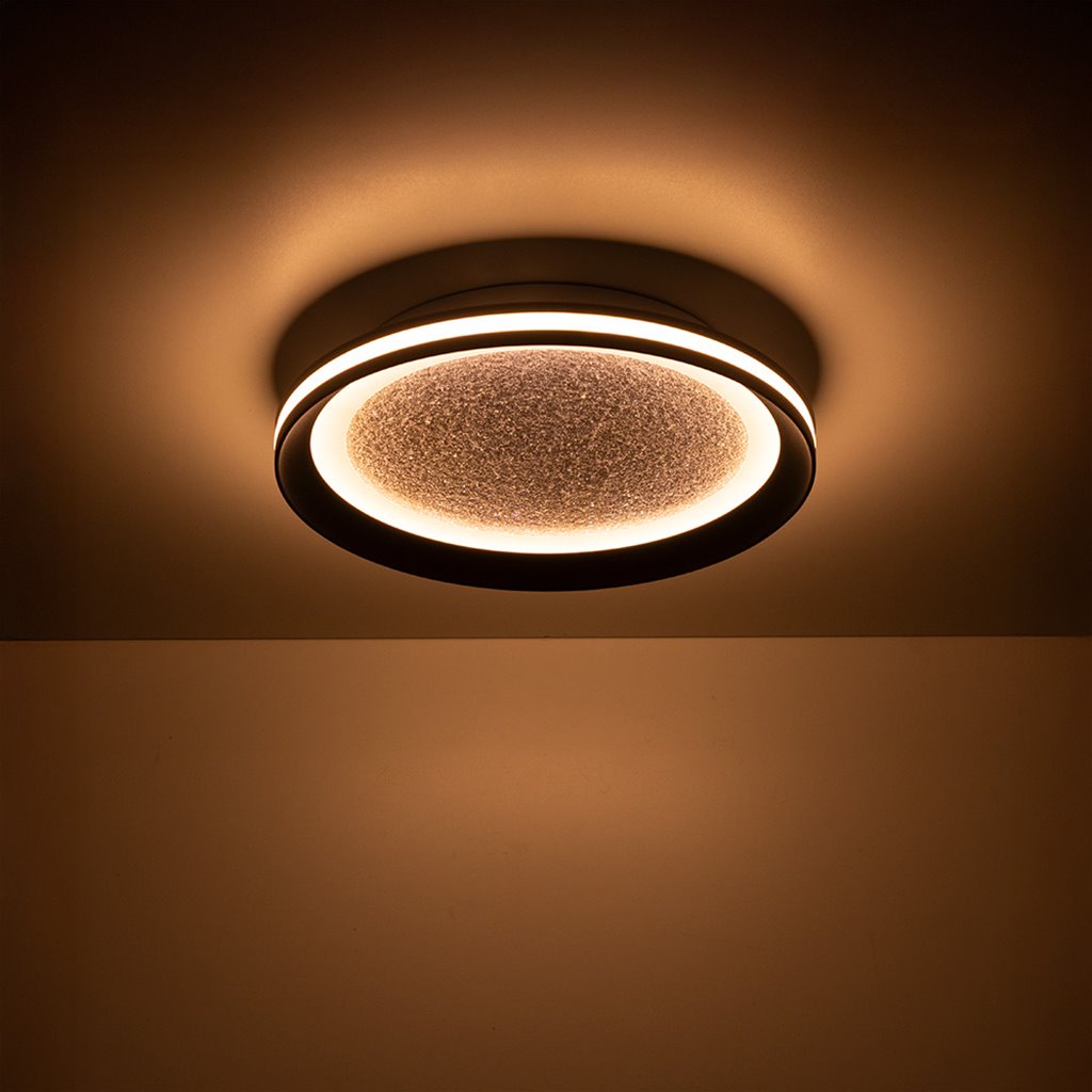 Plafondlamp Glitter Disc Ø30 cm - Zwart | 3-standen dimbaar