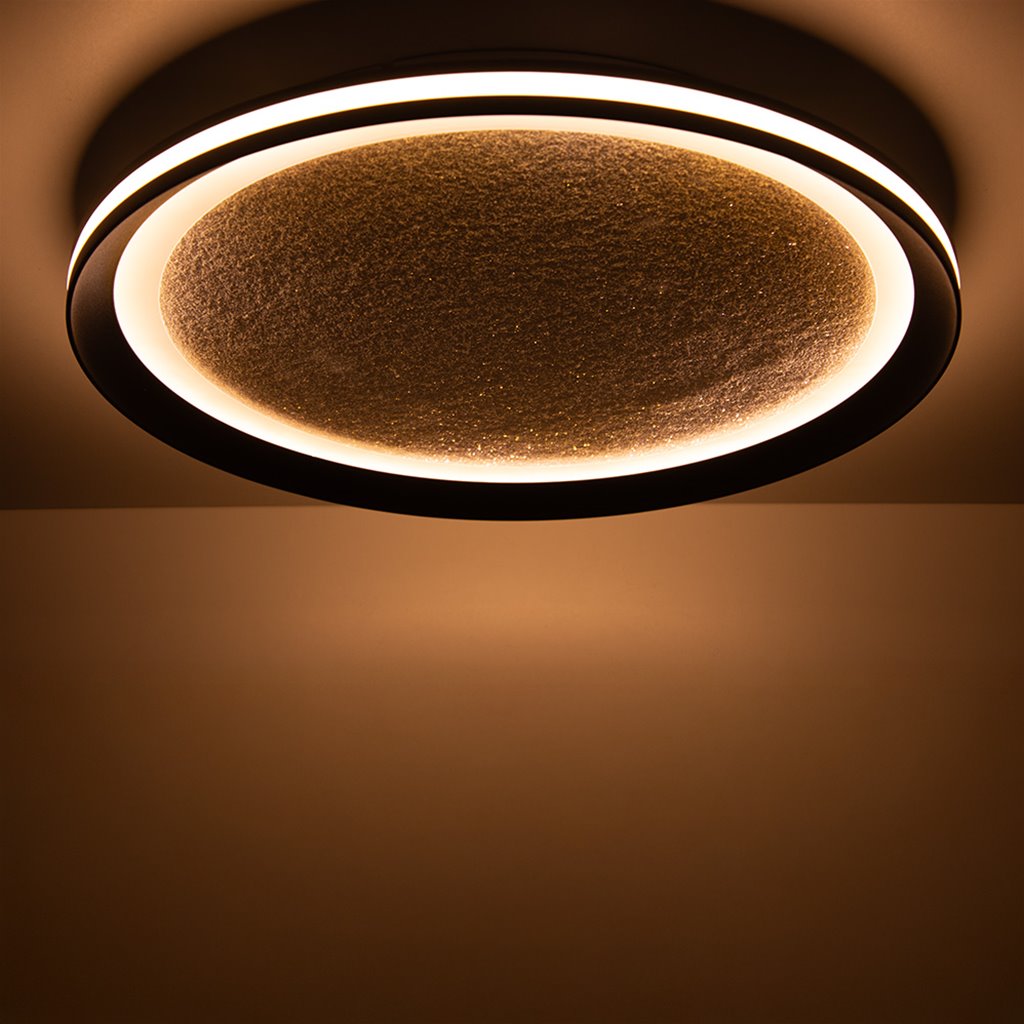 Plafondlamp Glitter Disc Ø40 cm - Zwart | 3-standen dimbaar
