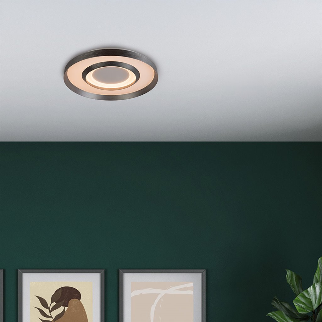 Plafondlamp Tronn Ø40 cm - Donker grijs/wit | 3-standen dimbaar