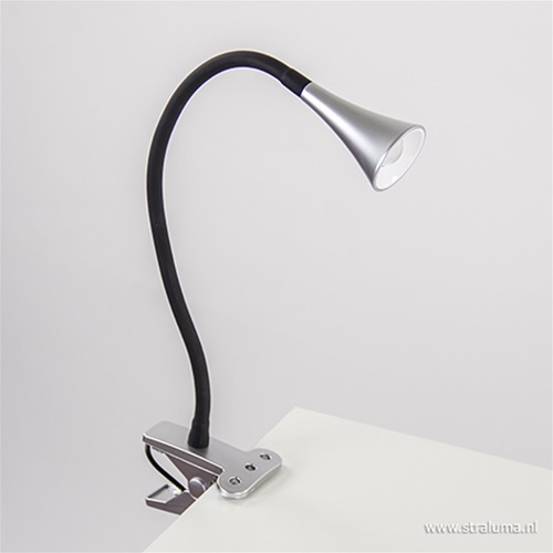 LED klemlamp/klemspot zwart met zilver